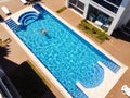 Man swimming in the pool top down view Royalty Free Stock Photo