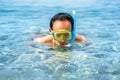 Man swimming with snorkeling mask in the sea Royalty Free Stock Photo