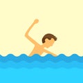 Man swimming water flat design vector