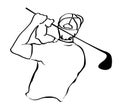 Man swinging golf vector