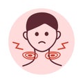 Man with swollen lymph nodes. Graphic icon Royalty Free Stock Photo