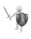 Man with sword and shield on white background. Isolated 3D illustration