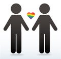 Man symbol icon with a rainbow heart, LGBT symbol, love is love, rainbow flag in heart icon, love wins