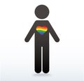 Man symbol icon with a rainbow heart, LGBT symbol, love is love, rainbow flag in heart icon, love wins