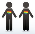 Man symbol icon with a rainbow heart, LGBT symbol, love is love, rainbow flag in heart icon, love wins