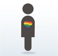 Man symbol icon with a rainbow heart, LGBT symbol, love is love, rainbow flag in heart icon, love wins