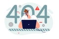 Man system administrator sees 404 error on website and repairs computer to fix problem Royalty Free Stock Photo