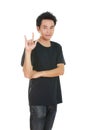 Man in t-shirt with hand sign I love you Royalty Free Stock Photo