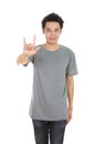 Man in t-shirt with hand sign I love you Royalty Free Stock Photo