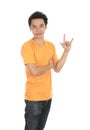 Man in t-shirt with hand sign I love you Royalty Free Stock Photo