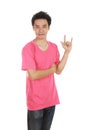 Man in t-shirt with hand sign I love you Royalty Free Stock Photo