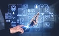 Man with tablet and big data interface Royalty Free Stock Photo