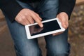 Man with tablet computer in the hands Royalty Free Stock Photo