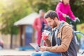 Man with tablet Royalty Free Stock Photo