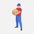 Man take delivery box icon, isometric style Royalty Free Stock Photo