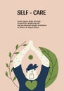 A man takes care of himself and his body. The concept of self-care. Vector illustration in hand drawn style