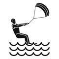 Man takes part at kitesurfing icon, simple style