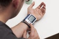 Man is examining blood pressure. High blood pressure. Royalty Free Stock Photo