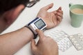 Man is examining blood pressure. High blood pressure. Royalty Free Stock Photo