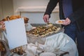 Man taking a catering sandwich Royalty Free Stock Photo