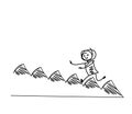 Man Taking Next Step or Achievement, Cartoon Hand Drawn Vector B