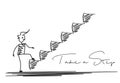 Man Taking Next Step or Achievement Cartoon