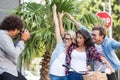 Man taking photo of his friends Royalty Free Stock Photo