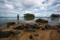 A man taking photography at small island Royalty Free Stock Photo