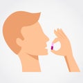 Man taking a pill simple flat design