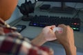 A man taking pills from bottle Royalty Free Stock Photo