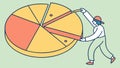 Man Taking a Slice from a Large Pie Chart. Data Analysis vector design Generative AI Royalty Free Stock Photo