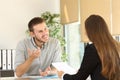 Man talking in a job interview Royalty Free Stock Photo