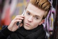 Man talking on mobile phone outdoor Royalty Free Stock Photo