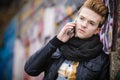 Man talking on mobile phone outdoor Royalty Free Stock Photo