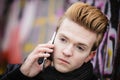 Man talking on mobile phone outdoor Royalty Free Stock Photo