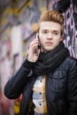 Man talking on mobile phone outdoor Royalty Free Stock Photo