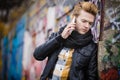 Man talking on mobile phone outdoor Royalty Free Stock Photo