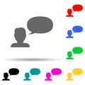 the man is talking multi color style icon. Simple thin line, outline vector of web icons for ui and ux, website or mobile Royalty Free Stock Photo
