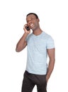 Man talking and smiling at his phone Royalty Free Stock Photo