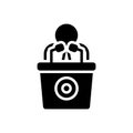 Black solid icon for Man Talking By A Speaker, conference and debate