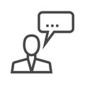 Man Talking Thin Line Vector Icon