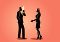 Man talking with a woman by wearing a mask Royalty Free Stock Photo