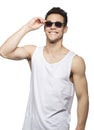 Man In Tanktop Holding Goggle Royalty Free Stock Photo