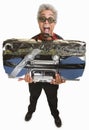 Man with Taped Boom Box Royalty Free Stock Photo