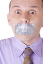 Man with taped mouth Royalty Free Stock Photo