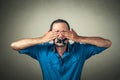 Man with the taped mouth Royalty Free Stock Photo