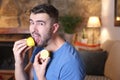 Man tasting a raw lemon Royalty Free Stock Photo