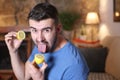 Man tasting a raw lemon Royalty Free Stock Photo