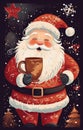 man tea merry home christmas holiday cute claus mug male santa. Generative AI.