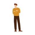 Man Teacher Character Standing and Explaining Something Vector Illustration